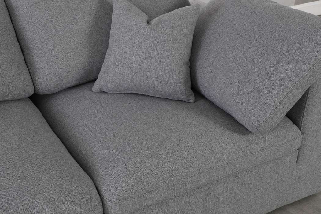 Meridian Furniture - Serene 158" Grey Linen Textured Fabric Upholstered Deluxe Comfort 5pc. Sectional - 601Grey-Sec5A - GreatFurnitureDeal