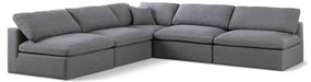 Meridian Furniture - Serene 118" Grey Linen Textured Fabric Upholstered Deluxe Comfort 5pc. Sectional - 601Grey-Sec5B - GreatFurnitureDeal