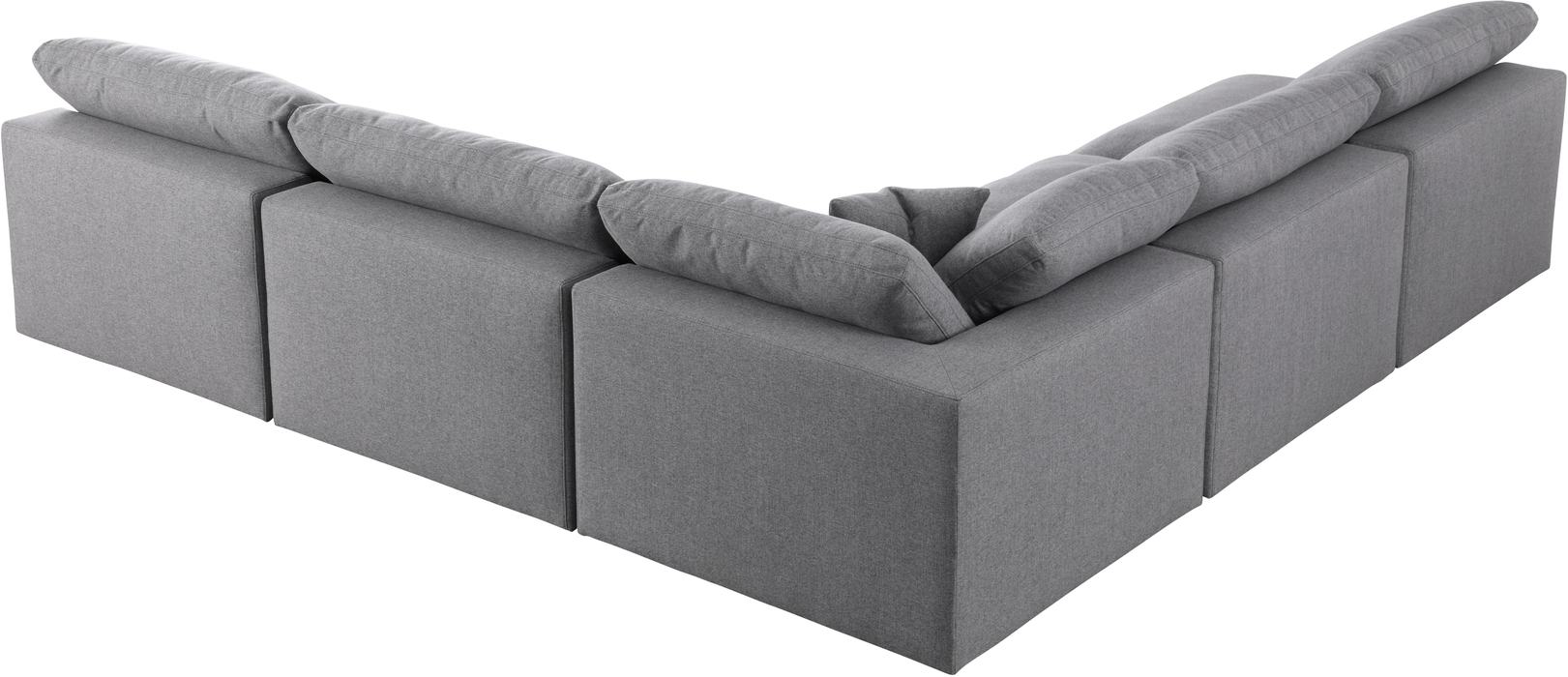 Meridian Furniture - Serene 118" Grey Linen Textured Fabric Upholstered Deluxe Comfort 5pc. Sectional - 601Grey-Sec5B - GreatFurnitureDeal