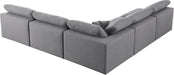 Meridian Furniture - Serene 118" Grey Linen Textured Fabric Upholstered Deluxe Comfort 5pc. Sectional - 601Grey-Sec5B - GreatFurnitureDeal
