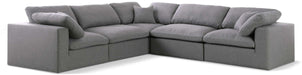 Meridian Furniture - Serene 119" Grey Linen Textured Fabric Upholstered Deluxe Comfort 5pc. Sectional - 601Grey-Sec5C - GreatFurnitureDeal