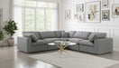 Meridian Furniture - Serene 119" Grey Linen Textured Fabric Upholstered Deluxe Comfort 5pc. Sectional - 601Grey-Sec5C - GreatFurnitureDeal