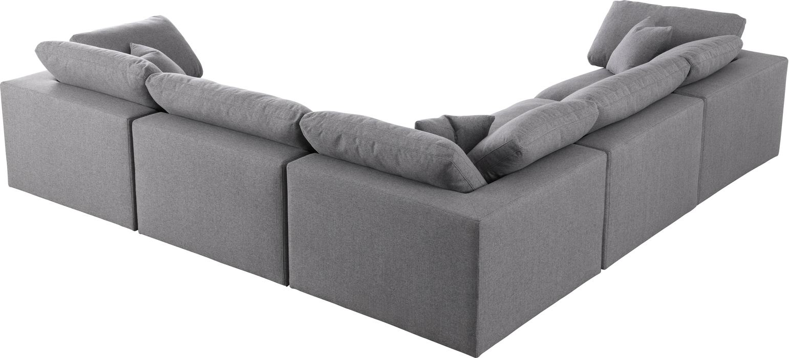 Meridian Furniture - Serene 119" Grey Linen Textured Fabric Upholstered Deluxe Comfort 5pc. Sectional - 601Grey-Sec5C - GreatFurnitureDeal