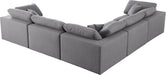 Meridian Furniture - Serene 119" Grey Linen Textured Fabric Upholstered Deluxe Comfort 5pc. Sectional - 601Grey-Sec5C - GreatFurnitureDeal