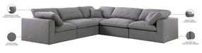 Meridian Furniture - Serene 119" Grey Linen Textured Fabric Upholstered Deluxe Comfort 5pc. Sectional - 601Grey-Sec5C - GreatFurnitureDeal
