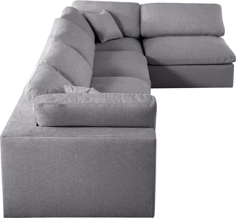 Meridian Furniture - Serene 158" Grey Linen Textured Fabric Upholstered Deluxe Comfort 5pc. Sectional - 601Grey-Sec5D - GreatFurnitureDeal