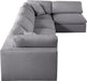 Meridian Furniture - Serene 158" Grey Linen Textured Fabric Upholstered Deluxe Comfort 5pc. Sectional - 601Grey-Sec5D - GreatFurnitureDeal