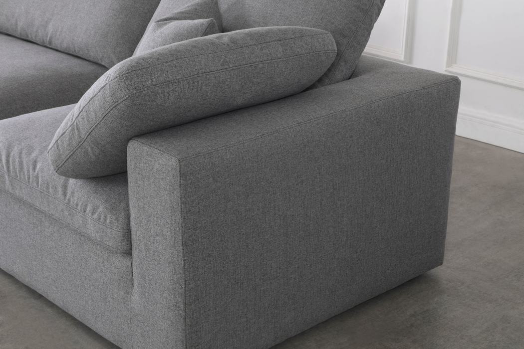Meridian Furniture - Serene 158" Grey Linen Textured Fabric Upholstered Deluxe Comfort 5pc. Sectional - 601Grey-Sec5D - GreatFurnitureDeal