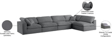 Meridian Furniture - Serene 158" Grey Linen Textured Fabric Upholstered Deluxe Comfort 5pc. Sectional - 601Grey-Sec5D - GreatFurnitureDeal