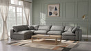 Meridian Furniture - Serene 158" Grey Linen Textured Fabric Upholstered Deluxe Comfort 5pc. Sectional - 601Grey-Sec5D - GreatFurnitureDeal