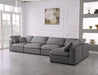 Meridian Furniture - Serene 158" Grey Linen Textured Fabric Upholstered Deluxe Comfort 5pc. Sectional - 601Grey-Sec5D - GreatFurnitureDeal