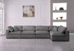 Meridian Furniture - Serene 158" Grey Linen Textured Fabric Upholstered Deluxe Comfort 5pc. Sectional - 601Grey-Sec5D - GreatFurnitureDeal