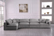 Meridian Furniture - Serene 158" Grey Linen Textured Fabric Upholstered Deluxe Comfort 5pc. Sectional - 601Grey-Sec5D - GreatFurnitureDeal