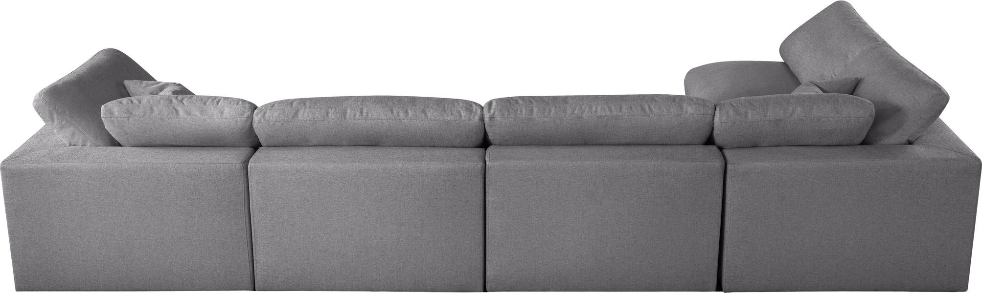 Meridian Furniture - Serene 158" Grey Linen Textured Fabric Upholstered Deluxe Comfort 5pc. Sectional - 601Grey-Sec5D - GreatFurnitureDeal