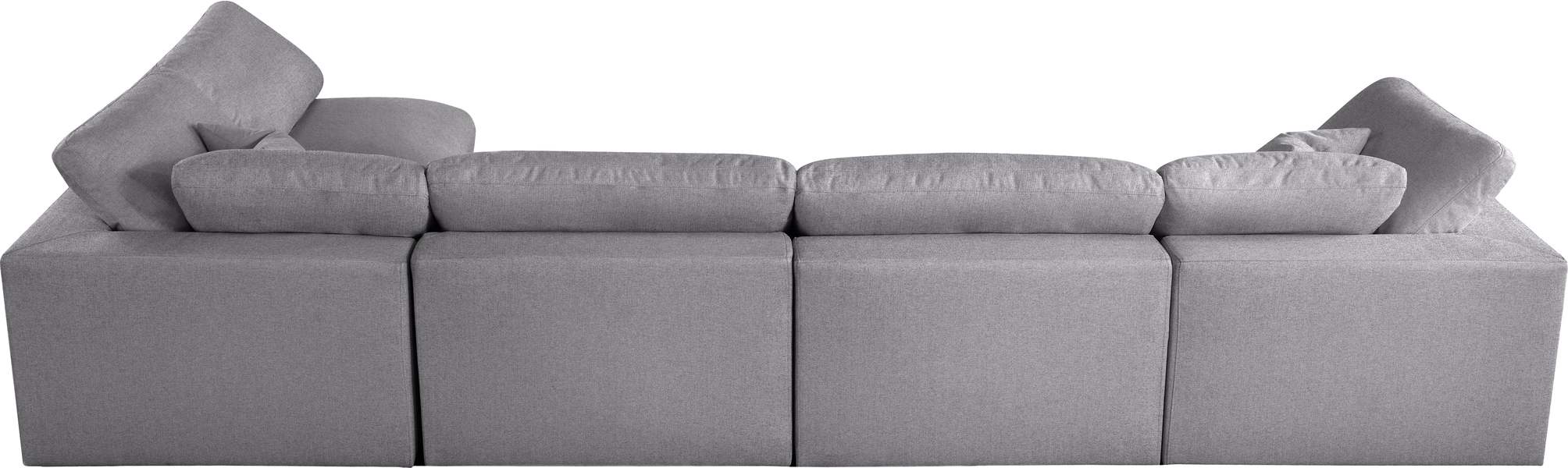Meridian Furniture - Serene 158" Grey Linen Textured Fabric Upholstered Deluxe Comfort 5pc. Sectional - 601Grey-Sec5D - GreatFurnitureDeal