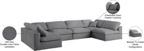 Meridian Furniture - Serene 158" Grey Linen Textured Fabric Upholstered Deluxe Comfort 6pc. Sectional - 601Grey-Sec6D - GreatFurnitureDeal