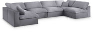 Meridian Furniture - Serene 158" Grey Linen Textured Fabric Upholstered Deluxe Comfort 6pc. Sectional - 601Grey-Sec6D - GreatFurnitureDeal