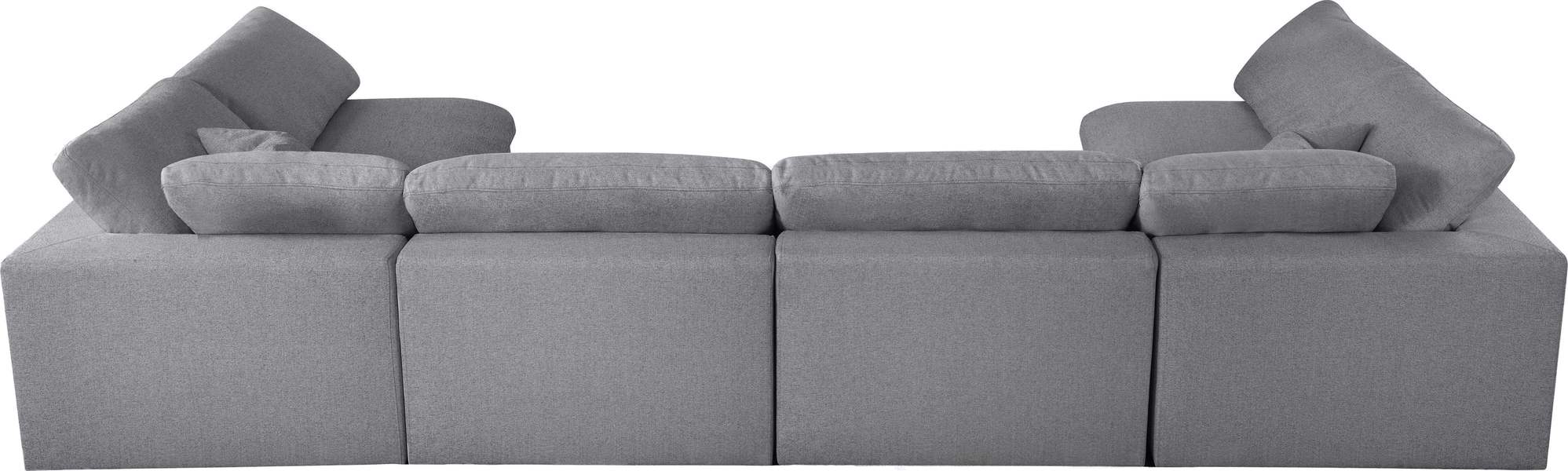 Meridian Furniture - Serene 158" Grey Linen Textured Fabric Upholstered Deluxe Comfort 6pc. Sectional - 601Grey-Sec6D - GreatFurnitureDeal