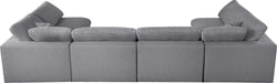 Meridian Furniture - Serene 158" Grey Linen Textured Fabric Upholstered Deluxe Comfort 6pc. Sectional - 601Grey-Sec6D - GreatFurnitureDeal