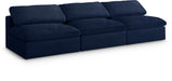 Meridian Furniture - Serene 117" Navy Linen Textured Fabric Upholstered Deluxe Comfort 3pc. Armless Sofa - 601Navy-S117 - GreatFurnitureDeal
