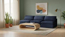Meridian Furniture - Serene 117" Navy Linen Textured Fabric Upholstered Deluxe Comfort 3pc. Armless Sofa - 601Navy-S117 - GreatFurnitureDeal