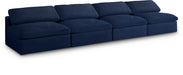 Meridian Furniture - Serene 156" Navy Linen Textured Fabric Upholstered Deluxe Comfort 4pc. Armless Sofa - 601Navy-S156 - GreatFurnitureDeal