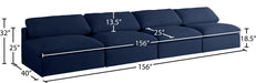 Meridian Furniture - Serene 156" Navy Linen Textured Fabric Upholstered Deluxe Comfort 4pc. Armless Sofa - 601Navy-S156 - GreatFurnitureDeal