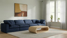 Meridian Furniture - Serene 158" Navy Linen Textured Fabric Upholstered Deluxe Comfort 4pc. Sofa - 601Navy-S158 - GreatFurnitureDeal