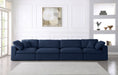 Meridian Furniture - Serene 158" Navy Linen Textured Fabric Upholstered Deluxe Comfort 4pc. Sofa - 601Navy-S158 - GreatFurnitureDeal