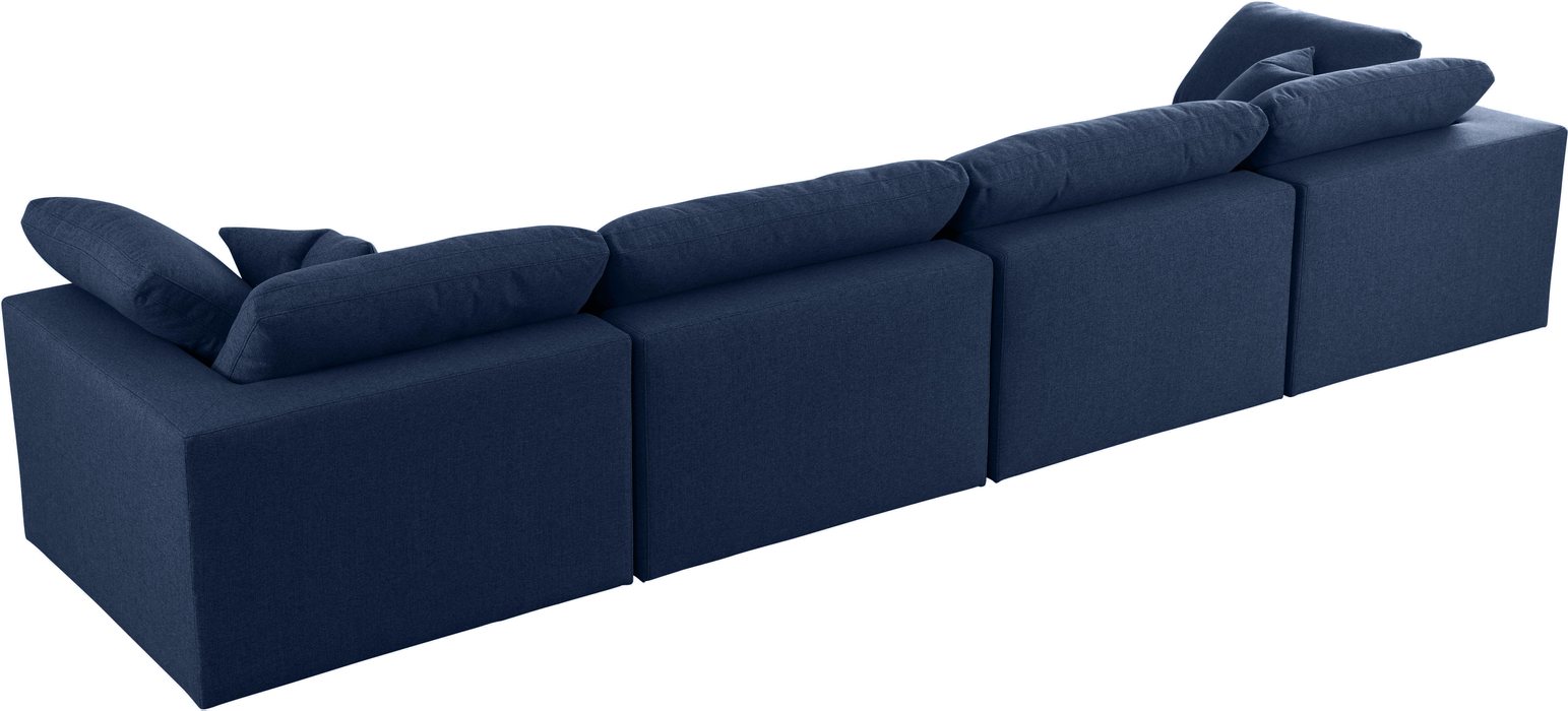 Meridian Furniture - Serene 158" Navy Linen Textured Fabric Upholstered Deluxe Comfort 4pc. Sofa - 601Navy-S158 - GreatFurnitureDeal