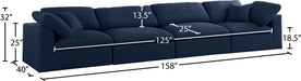 Meridian Furniture - Serene 158" Navy Linen Textured Fabric Upholstered Deluxe Comfort 4pc. Sofa - 601Navy-S158 - GreatFurnitureDeal