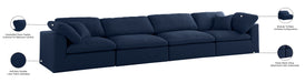 Meridian Furniture - Serene 158" Navy Linen Textured Fabric Upholstered Deluxe Comfort 4pc. Sofa - 601Navy-S158 - GreatFurnitureDeal