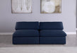 Meridian Furniture - Serene 78" Navy Linen Textured Fabric Upholstered Deluxe Comfort 2pc. Armless Sofa - 601Navy-S78 - GreatFurnitureDeal