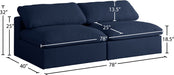Meridian Furniture - Serene 78" Navy Linen Textured Fabric Upholstered Deluxe Comfort 2pc. Armless Sofa - 601Navy-S78 - GreatFurnitureDeal