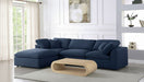 Meridian Furniture - Serene 119" Navy Linen Textured Fabric Upholstered Deluxe Comfort 4pc. Sectional - 601Navy-Sec4A - GreatFurnitureDeal