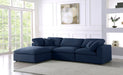 Meridian Furniture - Serene 119" Navy Linen Textured Fabric Upholstered Deluxe Comfort 4pc. Sectional - 601Navy-Sec4A - GreatFurnitureDeal