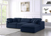 Meridian Furniture - Serene 119" Navy Linen Textured Fabric Upholstered Deluxe Comfort 4pc. Sectional - 601Navy-Sec4A - GreatFurnitureDeal