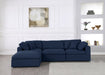Meridian Furniture - Serene 119" Navy Linen Textured Fabric Upholstered Deluxe Comfort 4pc. Sectional - 601Navy-Sec4A - GreatFurnitureDeal