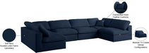 Meridian Furniture - Serene 158" Navy Linen Textured Fabric Upholstered Deluxe Comfort 6pc. Sectional - 601Navy-Sec6D - GreatFurnitureDeal