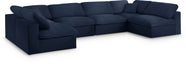 Meridian Furniture - Serene 158" Navy Linen Textured Fabric Upholstered Deluxe Comfort 6pc. Sectional - 601Navy-Sec6D - GreatFurnitureDeal