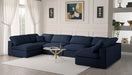 Meridian Furniture - Serene 158" Navy Linen Textured Fabric Upholstered Deluxe Comfort 6pc. Sectional - 601Navy-Sec6D - GreatFurnitureDeal