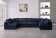 Meridian Furniture - Serene 158" Navy Linen Textured Fabric Upholstered Deluxe Comfort 6pc. Sectional - 601Navy-Sec6D - GreatFurnitureDeal