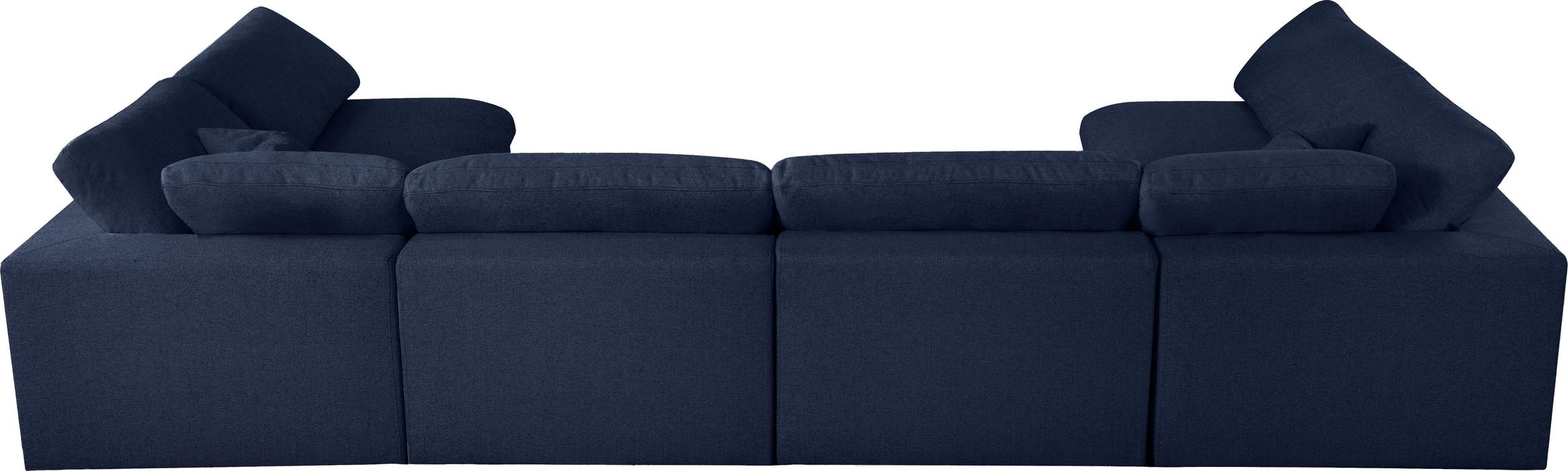 Meridian Furniture - Serene 158" Navy Linen Textured Fabric Upholstered Deluxe Comfort 6pc. Sectional - 601Navy-Sec6D - GreatFurnitureDeal