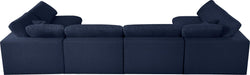Meridian Furniture - Serene 158" Navy Linen Textured Fabric Upholstered Deluxe Comfort 6pc. Sectional - 601Navy-Sec6D - GreatFurnitureDeal