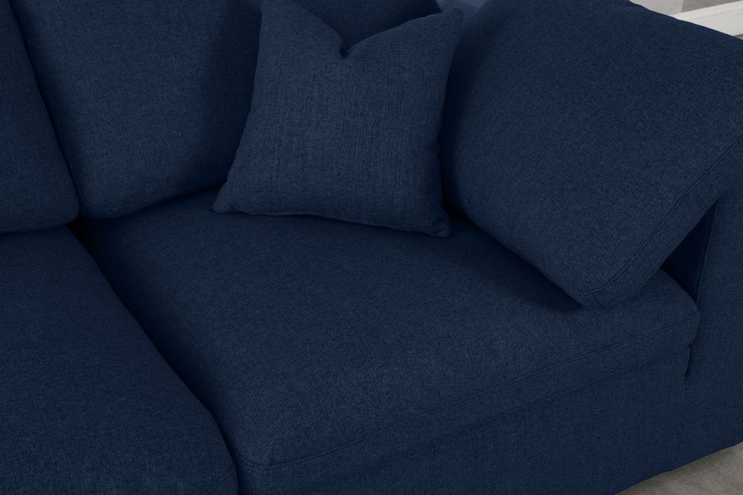 Meridian Furniture - Serene 158" Navy Linen Textured Fabric Upholstered Deluxe Comfort 6pc. Sectional - 601Navy-Sec6D - GreatFurnitureDeal