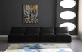Meridian Furniture - Plush 140" Black Velvet Upholstered Standard Comfort 4pc. Armless Sofa - 602Black-S4 - GreatFurnitureDeal