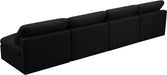 Meridian Furniture - Plush 140" Black Velvet Upholstered Standard Comfort 4pc. Armless Sofa - 602Black-S4 - GreatFurnitureDeal