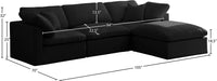 Meridian Furniture - Plush 105" Black Velvet Upholstered Standard Comfort 4pc. Sectional - 602Black-Sec4A - GreatFurnitureDeal