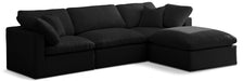 Meridian Furniture - Plush 105" Black Velvet Upholstered Standard Comfort 4pc. Sectional - 602Black-Sec4A - GreatFurnitureDeal