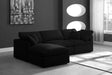 Meridian Furniture - Plush 105" Black Velvet Upholstered Standard Comfort 4pc. Sectional - 602Black-Sec4A - GreatFurnitureDeal